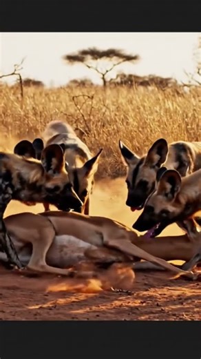 Wild Dogs’ Deadly Chase: Impala Hunt in the Savannah #shorts