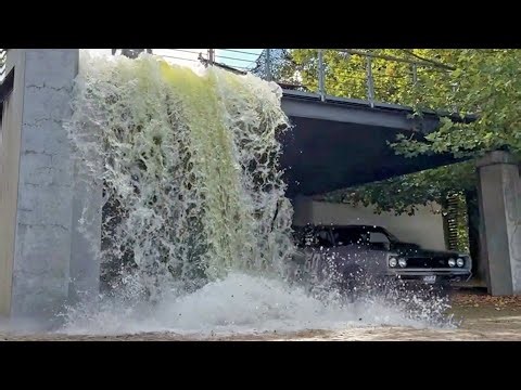 Pool Dump Over Muscle Car - 68 Dodge Coronet in the Splash Zone!