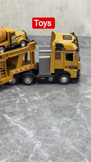 Toy model of flatbed truck carrying jcb excavator backhoe loader crawler excavator dump truck #jcb