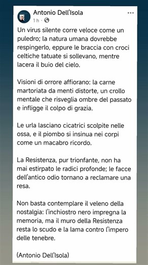 Poesia intitolata L'impero delle tenebre scritta da Antonio Dell'Isola.