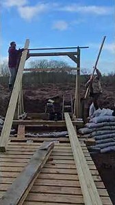 building the drawbridge lift arms #castle #bridge #diy #offgridliving #homestead