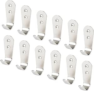 12 Pcs Stainless Steel Hooks for Hanging, Heavy Duty Wall Hooks - for Coat, Robe, Towel, Keys in Bathroom, Kitchen, Garage, Office & Outdoor (Silver)