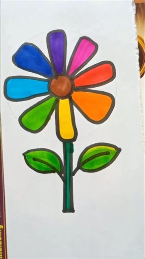 How to Draw a rainbow Flower 🌸 | Rainbow Coloring for Kids