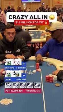 WILD ALL IN with $1.1 MILLION for 1st at WPT Prime Championship 🤯 #wpt #poker #shorts