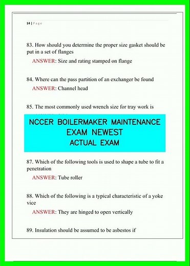 NCCER BOILERMAKER MAINTENANCE EXAM NEWEST ACTUAL EXAM video