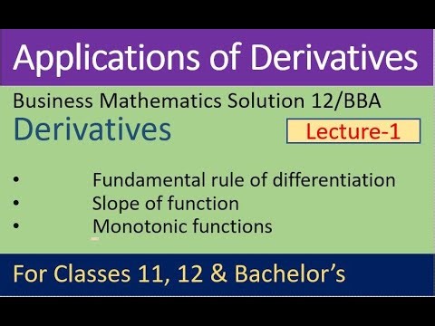 applications of derivatives |monotonic functions| Business math solutions |