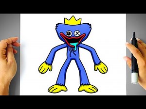 How to DRAW BLUE HUGGY WUGGY - Rainbow Friends