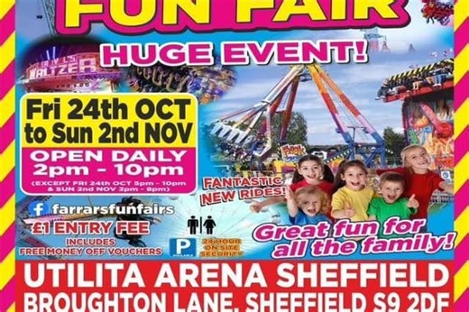 Farrar’s Fun Fair returns to Utilita Arena Sheffield for October Half Term!