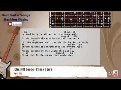 🎸 Johnny B Goode - Chuck Berry Guitar Backing Track with scale, chords and lyrics