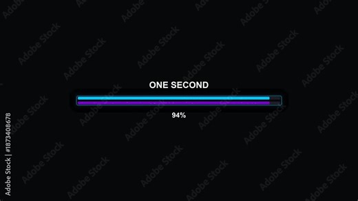 Modern animated progress bar showing waiting period and completion status for one second duration