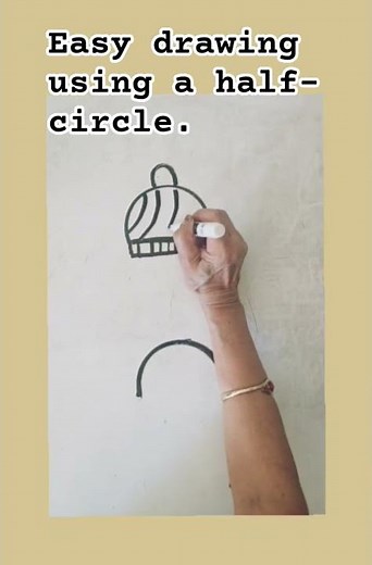Easy drawing using a half-circle #simple and easy