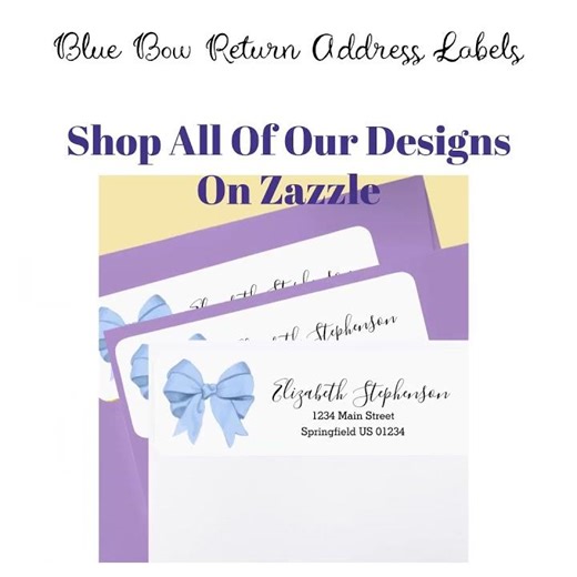 Blue Bow return address labels to customize #zazzlemade