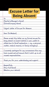 97K views · 559 reactions | Excuse letter for being absence #absent #absentletter #ExcuseLetter | English Class | Facebook