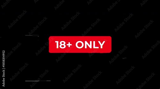 Adult content warning 18 plus only sign with glitch effect on black background, ideal for age-restricted content warnings, parental advisory notices, and adult-oriented media projects. 4k video