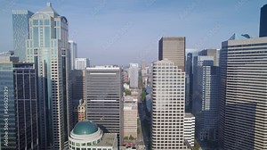 Aerial view of downtown Seattle in Washington state. Skyscrapers of buissnes centr in Seattle. Night view of the buildings of big city.