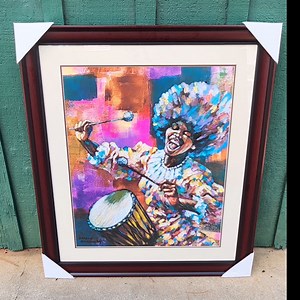 A few works of art we framed recently for our Atlanta customer community. The artwork featured in the order shown is: "Jubilant" by Robert Jackson, "So Sophisticated" by Andrew Nichols, "The Drummer II" by Andrew Nichols, "The Drummer" by Andrew Nichoks, and "Rekindle" by Edwin Lester. Let us know what you think! #blackart #blackartists #framedart #decaturga | The Black Art Depot