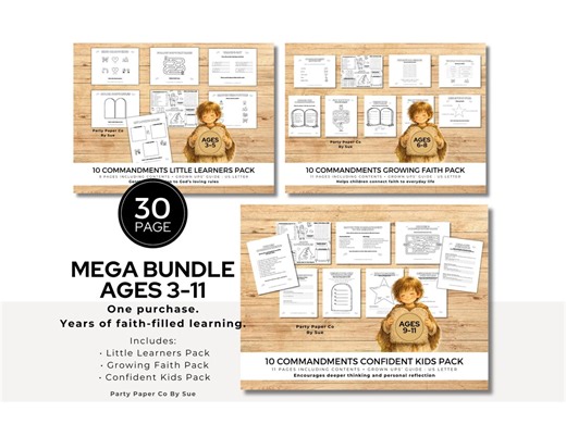 Ten Commandments Printable for Kids | Bible Activity Bundle Ages 3–11 | Sunday School Worksheets - Etsy
