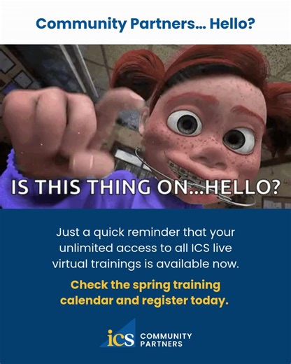 Institutional Compliance Solutions on Instagram: "Community Partners… Hello? Just a quick reminder that your unlimited access to all ICS live-virtual trainings is available now. All you need to do is check the spring training calendar and register. Use the K-12 and Higher Ed training links in our bio. Bring your team. Attend the trainings that matter most to you. Rinse and repeat. Curious about becoming a Community Partner this year? Reach out and let’s get you started."