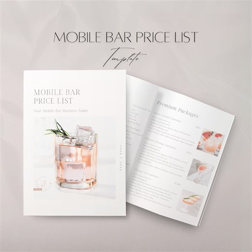 Mobile Bar Price List, Editable Bartender Services Pricing, Professional Prices Presentation, Bar Business Packages, Client Guide Templates - Etsy