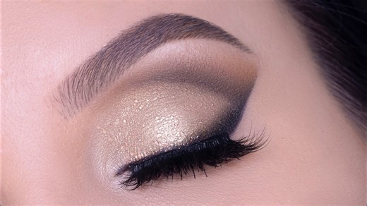 Champagne glitter glam eye makeup tutorial