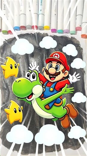 ✨ Snap Reveal Magic 🎨 | Mario Flying on Yoshi 🐉🚀 | Satisfying Art #mario #supermario #mariobros