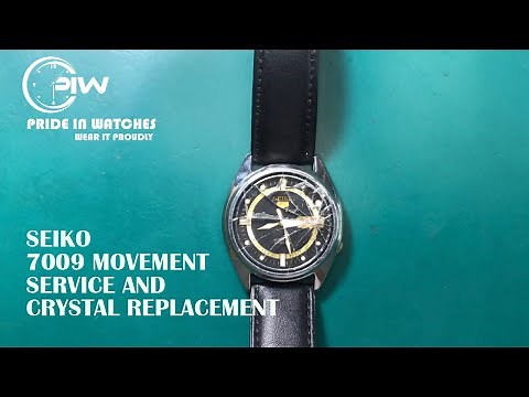 Seiko 7009 movements service and crystal replacement | DIY | ASMR
