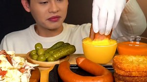 Cream Pasta With 🧀 Spam Hash Brown Sausage MukBang! #asmr #mukbang #bonggil #bonggil_asmr #bonggi | Mukbang.food