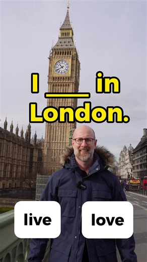 19K views · 530 reactions | live & love. Today’s English language language grammar quiz is about two verbs: live and love. The quiz was filmed in front of beautiful Big Ben in central London. Watch the quiz and choose the correct verb for each gap. Watch until the end to learn some useful grammar patterns with love, live and prepositions. Also make sure you answer my questions in the comments.#englishtips #learnenglish #Grammar #English #englisch | The Grammar Goat | Facebook