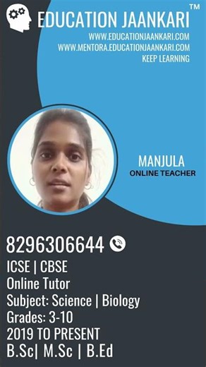 Online Science | Biology Tuition Classes | CBSE ICSE Biology Tutor | Class 6–12