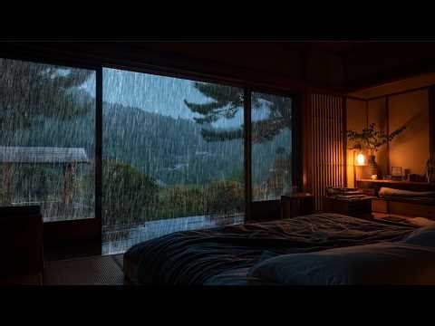 Nature Forest Rain Sounds for Sleeping | Rainy Night in Bedroom 🌙