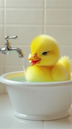 Ducky enjoys bath time 🐤🛁 Mini ASMR bathtub #asmrshorts #relaxingvideo
