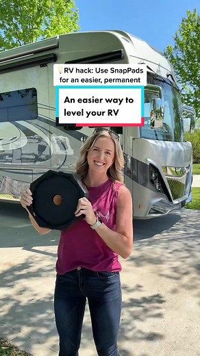 🚍 This makes setting up your RV so much easier! Leveling your RV can be a pain. Many RV parks have uneven and rough surfaces. 💡RV hack: install @RV SnapPad to make leveling your RV faster, safer, and simpler. Every RVer needs this ultimate RV accessory! 🫰 It’s so satisfying watching these snap right into place! Best part, they’re permanent! No more crawling around on the ground each time we set up our new RV spot. Few of the benefits of RV SnapPads: ✅ Permanently attaches to your RV jacks ✅ E