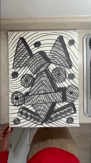 Drawing An Abstract Face With Irregular Contour Lines Using Compressed Charcoal