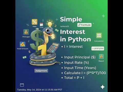 Python Full Course 2025-2026 in Hindi [ Lecture 42 ] | Simple Interest Calculator