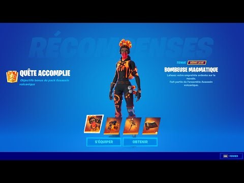 GUIDE COMPLET DU PACK DE QUÊTES DE L'ASSASSIN VOLCANIQUE (SKIN FORTNITE GRATUIT BOMBEUSE MAGMATIQUE)