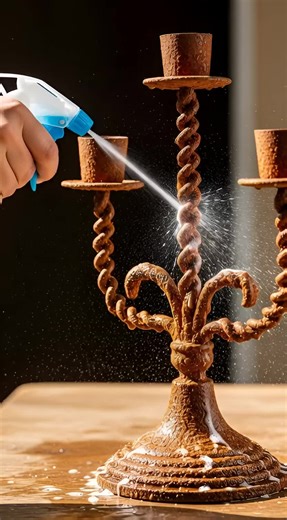 This metal candle holder was completely covered in rust 🕯️😳 Watching it turn shiny again is so satisfying ✨ Follow for more satisfying restorations 🔧💦 #Satisfying #RustRemoval #OddlySatisfying #BeforeAfter #CleanTok