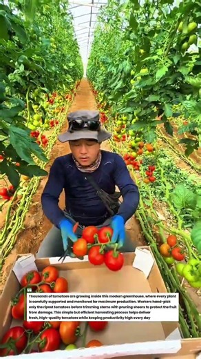 Inside a Massive Tomato Greenhouse! #Farming #Tomatoes #Harvest