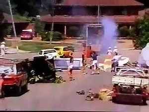 AAMI commercial, huntsmen jumps out and driver crashes