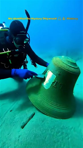 Finding the ship's bell is the ultimate prize. After 300 years, we know its name. #shipsbell #diving #discovery #scuba #underwaterworld #aquatichistory #fyp | AquaticHistory