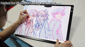 A3 Light Pad - Rechargeable Diamond Painting Light Board with Stand, 3 Colours Stepless Dimmable 6 Levels Brightness Tracing Light Box, Battery Powered Portable Light Pad for Weeding Vinyl Tracing