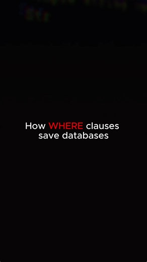 How WHERE clauses save databases #sql #database #backend #programming #softwareengineering #sqltips #sqlqueries #dbperformance #queryoptimization #learnsql #codetips