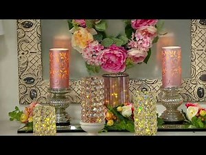 8" Satin Glass Spa Candle Fountain with Remote by Valerie on QVC