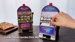 Slot Machine Money Bank for Adults (8.3 * 4.2 * 3.9inch), Lucky Seven Casino Games Toy Piggy Bank with Flashing Lights and Jackpot Sounds for Party and Family-Blue