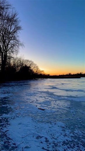 Walking Toward the Winter Sunset | Frozen Lake
