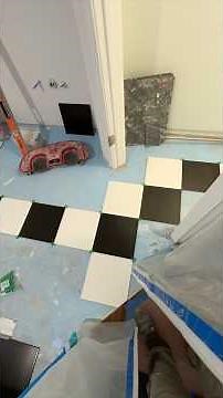 Black & White 12x12 Tile Floor Transformation | Halloween Edition #bathroomdecor #halloweendecor