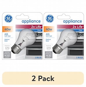 (2 pack) GE Incandescent Light Bulb, 40 Watt, Soft White, A15 Appliance Bulb, Medium Base, Clear Finish