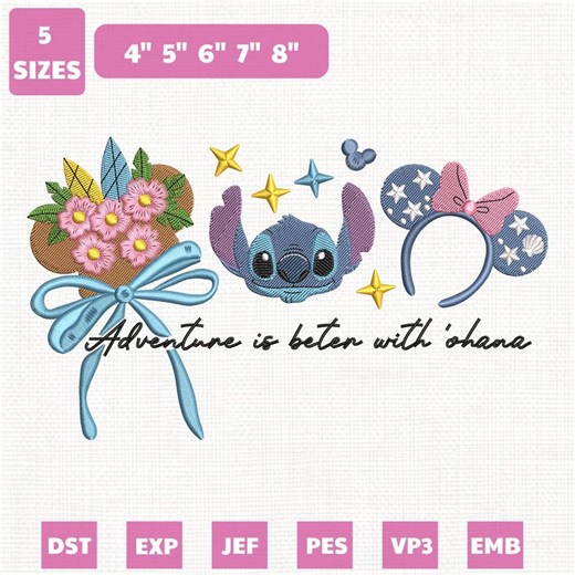 Ohana Stitch Machine Embroidery File, Disney Magical Kingdom (instant Download) - Etsy