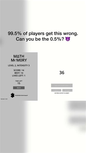 99.5% will fail this... | Download Math Memory demo on itch.io today!