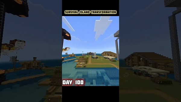 Minecraft Day 1 vs Day 100 on Survival Island ⏳| #shorts #minecraft