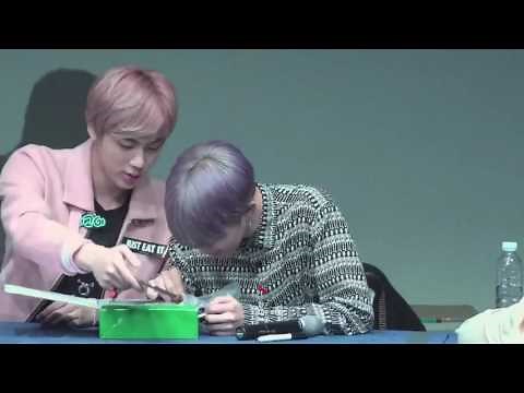161017 BTS @ SINCHEON FANSIGN — Jimin Eating Mochi / Feeding Jin and V Mochi